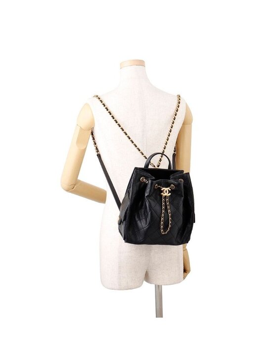Chanel Backpack 25 Quilted CC Logo Caviar Leather Black main image 5